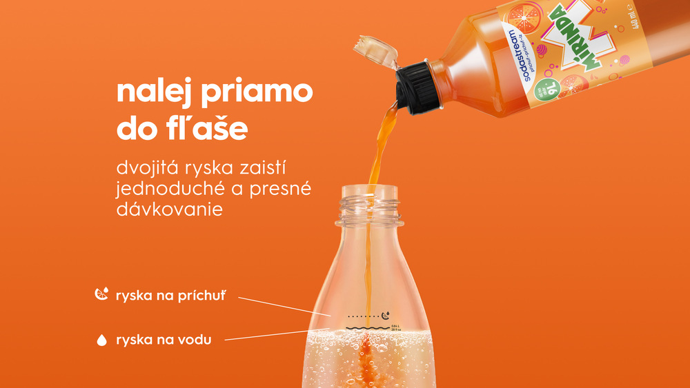 Nalievanie príchute do fľaše Sodastream