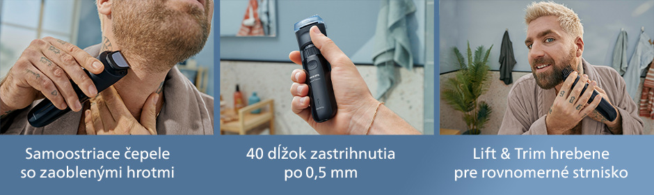Zastrihávač fúzov Philips Series 3000 BT3620/15 čierny Philips BT3620/15 Series 3000, zastrihávač fúzov
