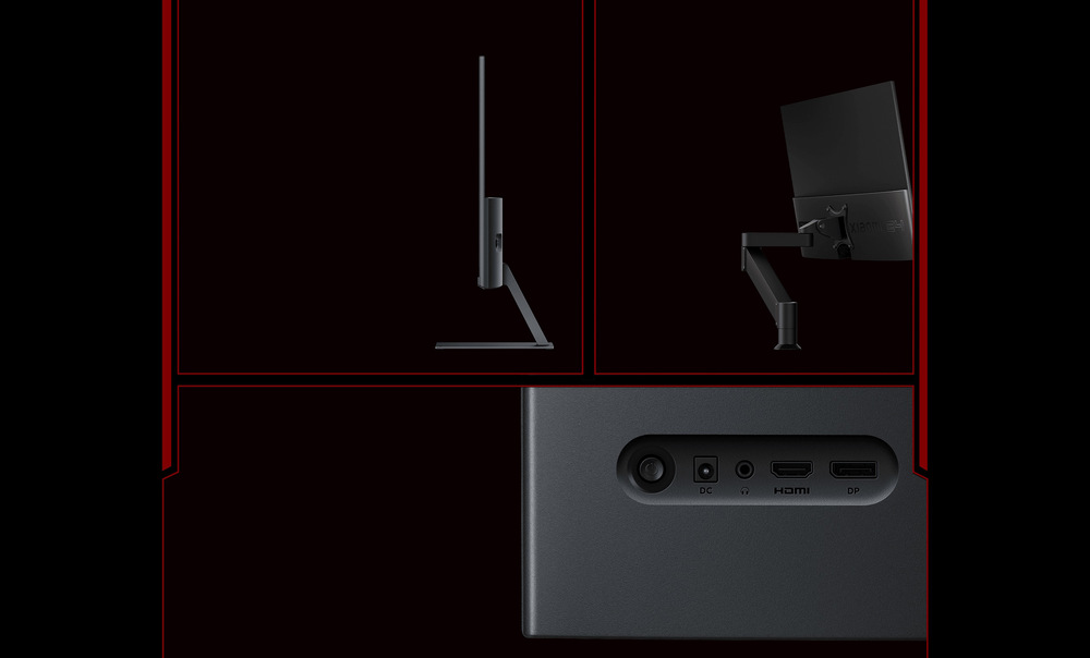 Herný monitor Xiaomi Gaming G24i čierny Ergonomický stojan s náklonom a VESA montážou spolu s ultratenkým dizajnom ponúka flexibilné a moderné riešenie.