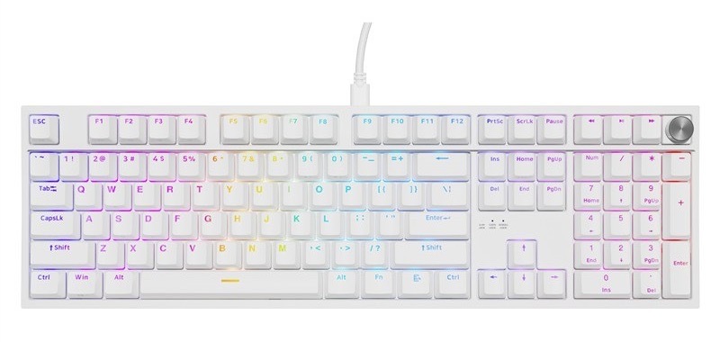 Klávesnica Genesis s US rozložením a RGB podsvietením, biela farba