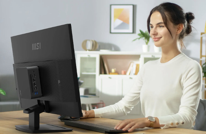Monitor MSI PRO MP241 E14V čierny Monitor MSI PRO MP241 E14V s mini PC radu Cubi upevneným na zadnej strane