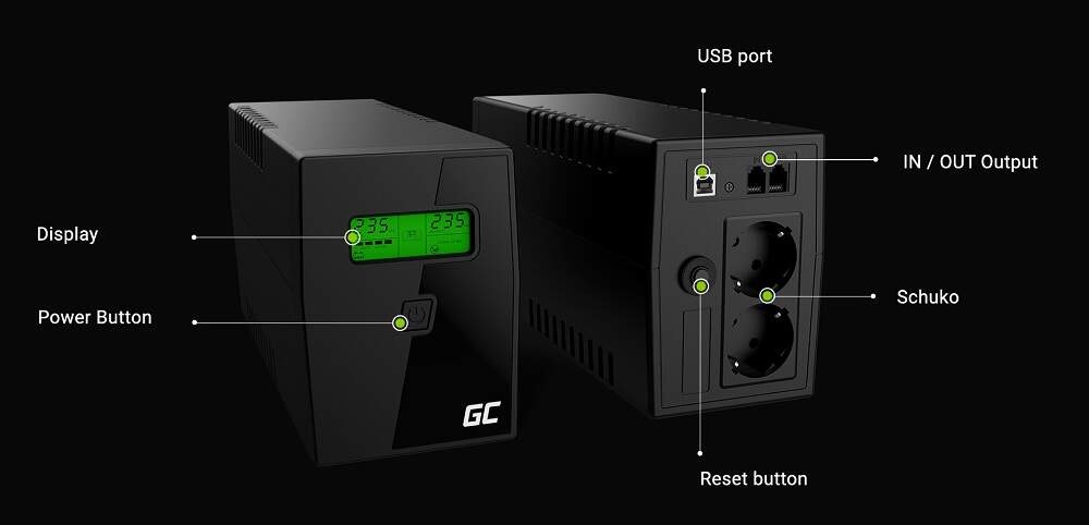 Záložný zdroj Green Cell Micropower 800VA čierny Záložný zdroj Green Cell Micropower 800VA čierny