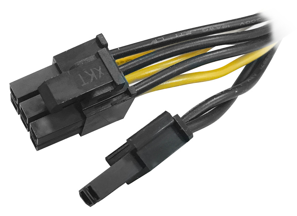 Adaptér AKASA 2x 4P Molex male na 6+2P PCIe female čierny AKASA 2x 4P Molex male na 6+2P PCIe female ťaží aj z kompaktného prevedenia
