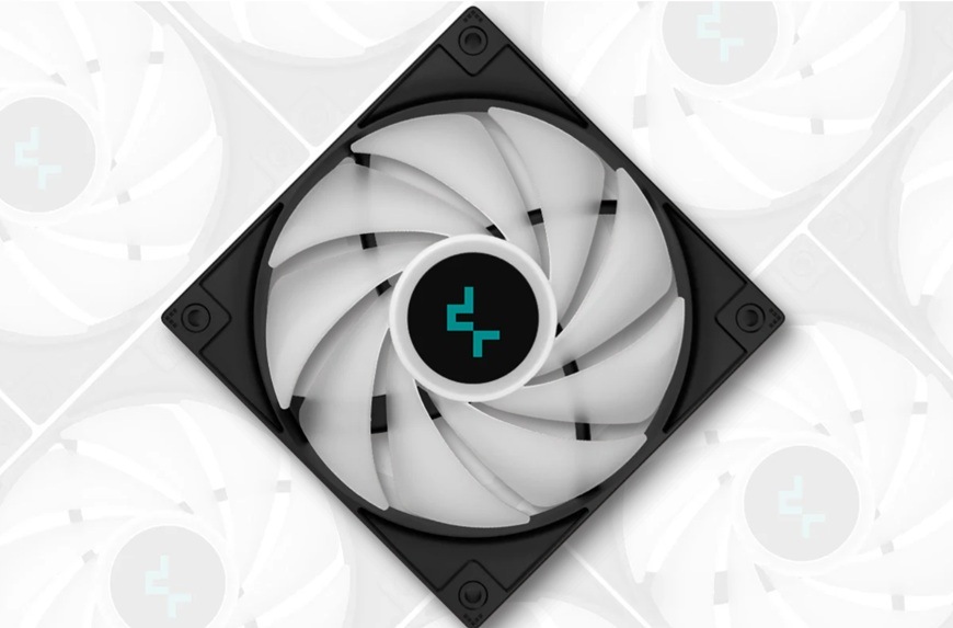 Vodný chladič DeepCool LE520 biely Detail ventilátora chladiča DeepCool LE520.