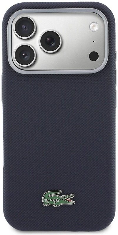 Originálny kryt na mobil Lacoste PVC Petit Pique Semi Wrap MagSafe Apple iPhone 17 Pro v tmavo modrom prevedení