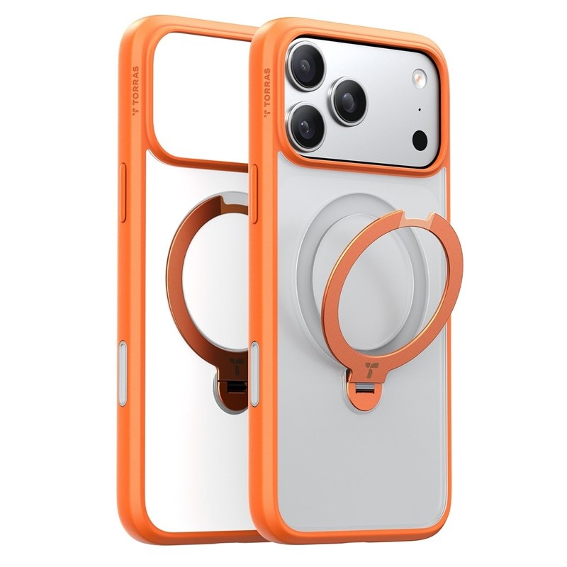 Kryt na mobilný telefón Torras Ostand Q3 Spin na Apple iPhone 17 Pro Max, v oranžovom prevedení