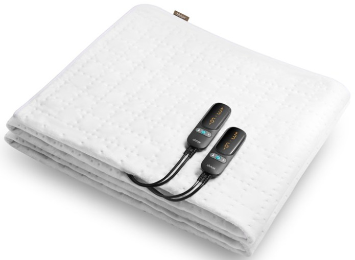 Vyhrievacia podložka Duux DXUB12 Snooze Fleece 200 × 155 cm v bielej farbe s dvoma ovládačmi