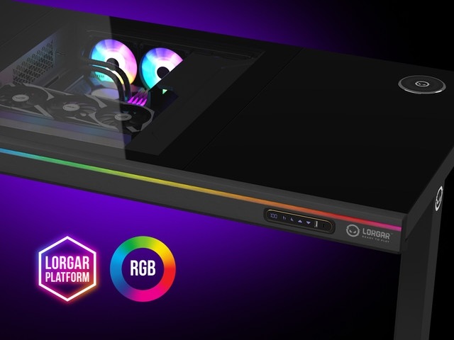 Herný stôl Lorgar DE90 RGB Wood čierny Lorgar DE90 zaujme aj RGB podsvietením