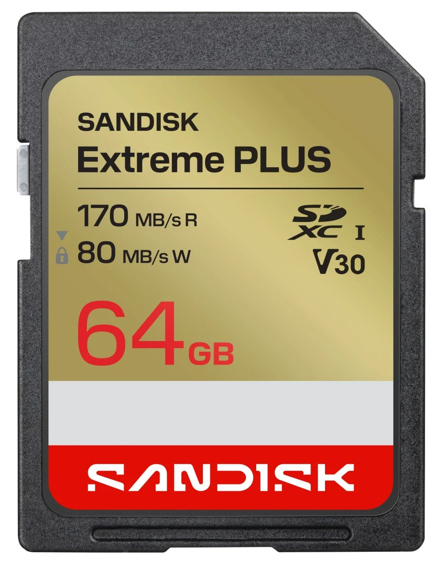 Pamäťová karta SanDisk Extreme Plus SDXC 64 GB s rýchlostnou triedou V30 pre záznam videa vo vysokom rozlíšení