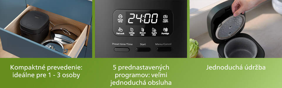Ryžovar Philips 3000 Series HD3080/80 čierny Ryžovar Philips 3000 Series HD3080/80 čierny