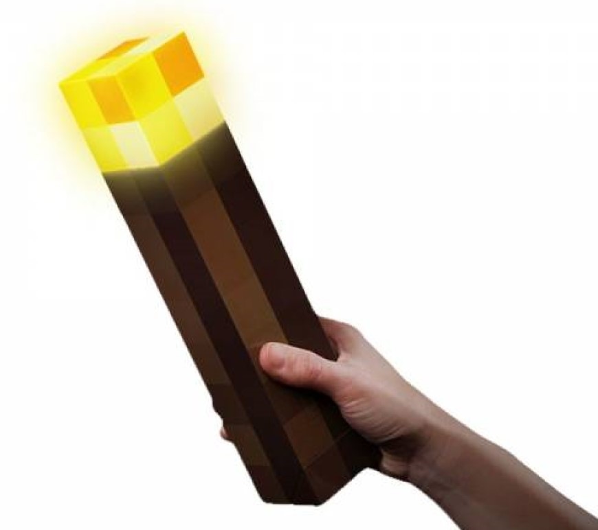 Dekoratívne LED Paladone Minecraft pochodeň žltá/hnedá Stolová lampička Epee Minecraft pochodeň - hnedá/oranžová