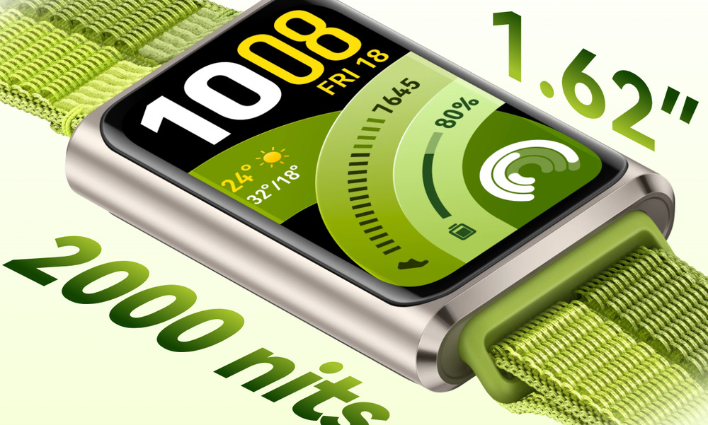 Fitness náramok Huawei Band 11 Pro GPS zelené Huawei Band 11 Pro má 1,62" AMOLED displej s jasom až 2 000 nitov