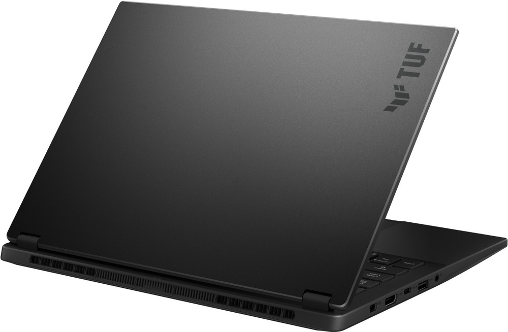 Notebook Asus TUF Gaming A14 sivý Zadný pohľad na notebook Asus TUF Gaming A14 s minimalistickým dizajnom veka
