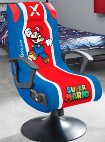Herná stolička Nintendo Mario - audio (so stojanom) červená/modrá
