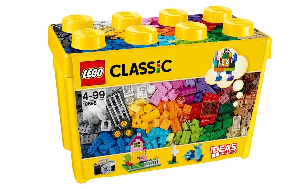 Stavebnica LEGO® Classic 10698 Velký kreativní box LEGO® 790 kociek v praktickom plastovom boxe ponúka dostatok materiálu na dlhé hodiny kreatívneho stavania.