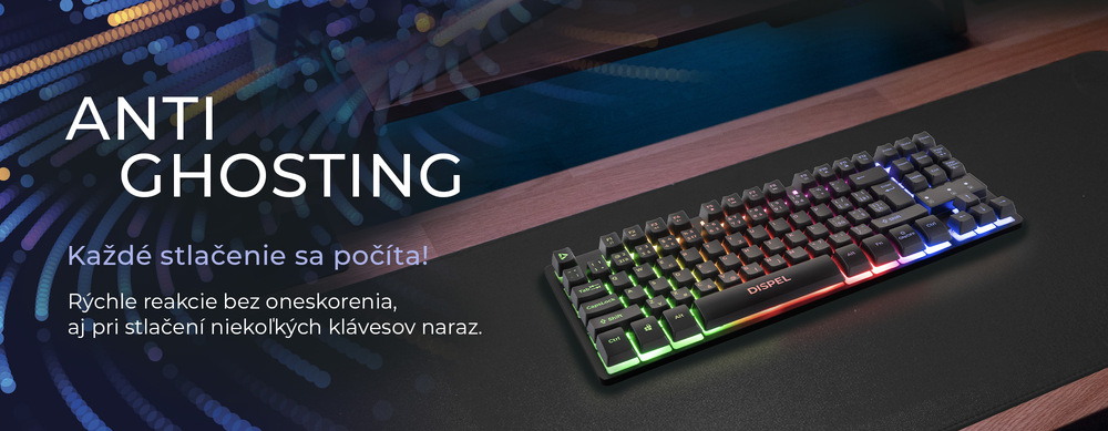 Klávesnica DISPEL GKB34B čierna Herná klávesnica Dispel s funkciou Anti-Ghosting