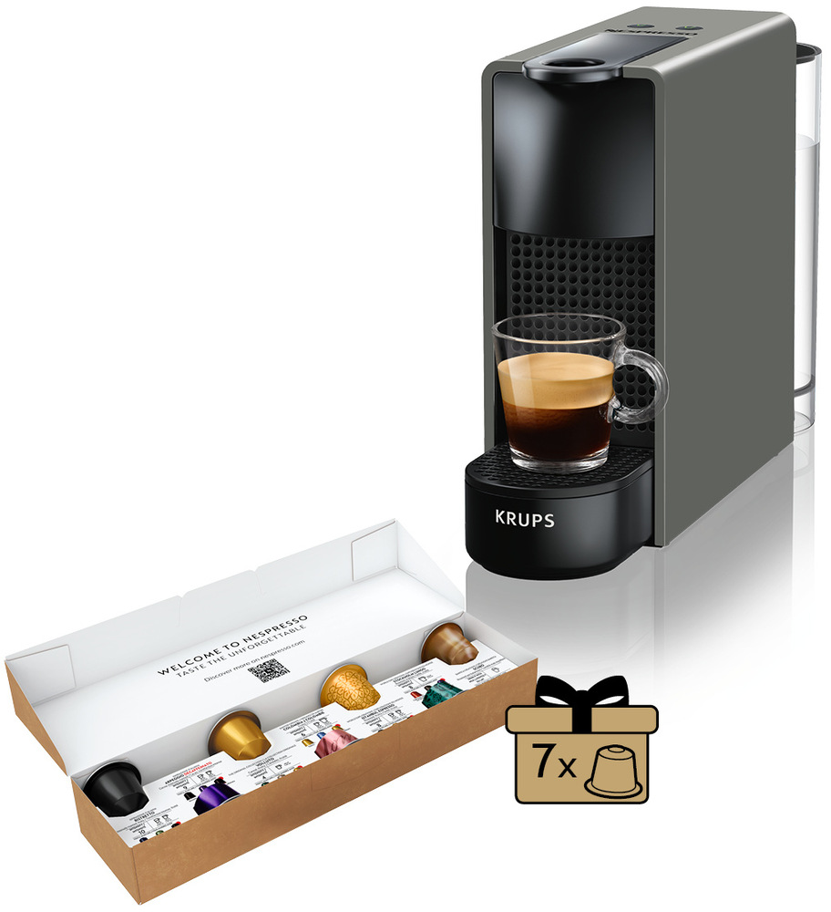 Kapsulový kávovar Krups Nespresso Essenza mini XN110B10 sivý