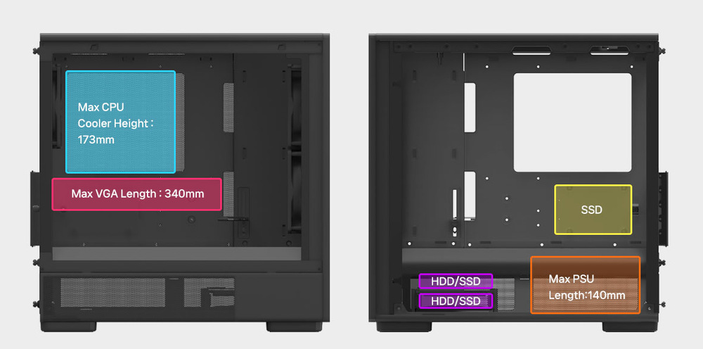 Case Zalman P10 Namu čierna Zalman P10 Namu pojme grafické karty s dĺžkou až 340 mm