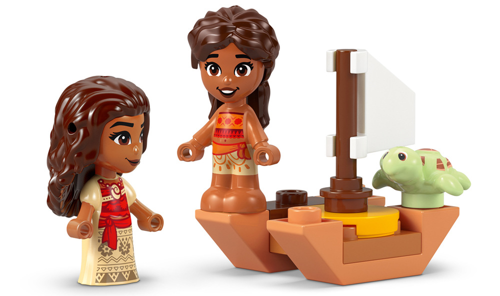 Stavebnica LEGO® │ Disney 43260 Vaiana a zábava na ostrove Obojstranný ostrov ukrýva herné miestnosti aj vodopád s tajomstvom a po hraní ho možno zamknúť.