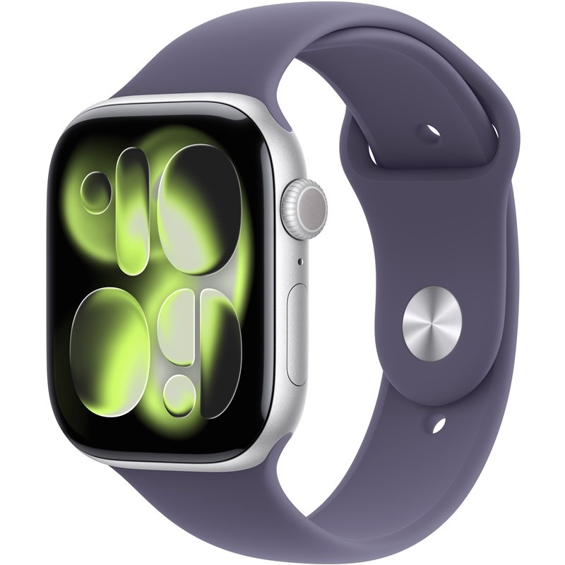 Inteligentné hodinky Apple Watch Series 11 GPS 46mm strieborný hliník - hmlisto fialový športový remienok - M/L