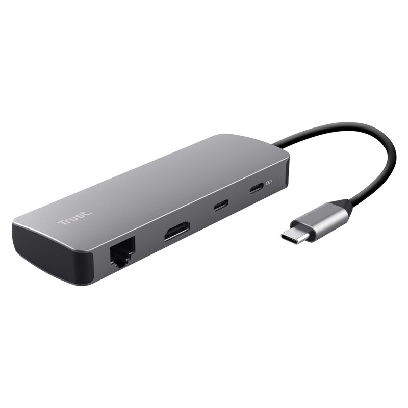 USB Hub Trust Dalyx 8v1 USB-C sivý