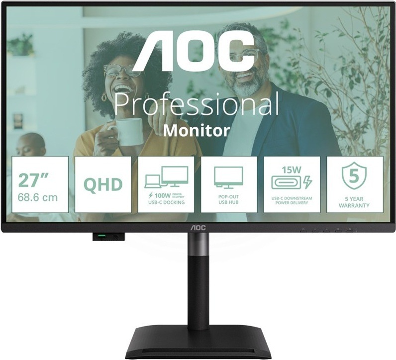 Monitor AOC Q27P4CV s uhlopriečkou 27", čierna farba
