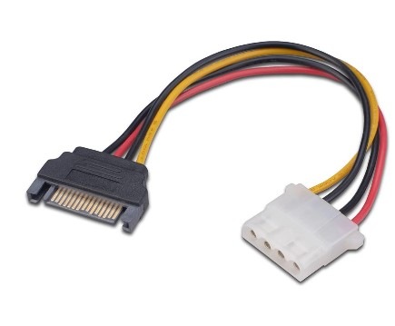Kábel AKASA 4pin Molex na SATA 15cm
