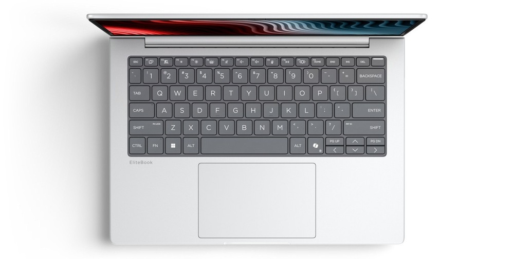 Pohľad zhora na klávesnici notebooku HP Elitebook 8 G2a 14″ width=