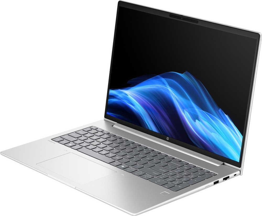 Notebook HP ProBook 4 G1i 16" strieborný Pohľad šikmo zo strany na ProBook 4 G1i s funkciou Copilot