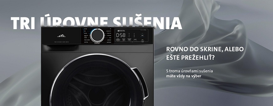 Ovládací panel čiernej práčky so sušičkou ETA 387390020AD s invertorovým motorom, prehľadným LED displejom a českými popiskami programov ako Bavlna, Rýchly 15' alebo Pranie a sušenie Ovládací panel čiernej práčky so sušičkou ETA 387390020AD s invertorovým motorom, prehľadným LED displejom a českými popiskami programov ako Bavlna, Rýchly 15' alebo Pranie a sušenie