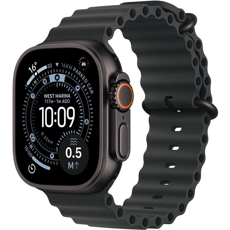 Inteligentné hodinky Apple Watch Ultra 3 GPS + Cellular 49mm čierny titán - čierny oceánsky remienok
