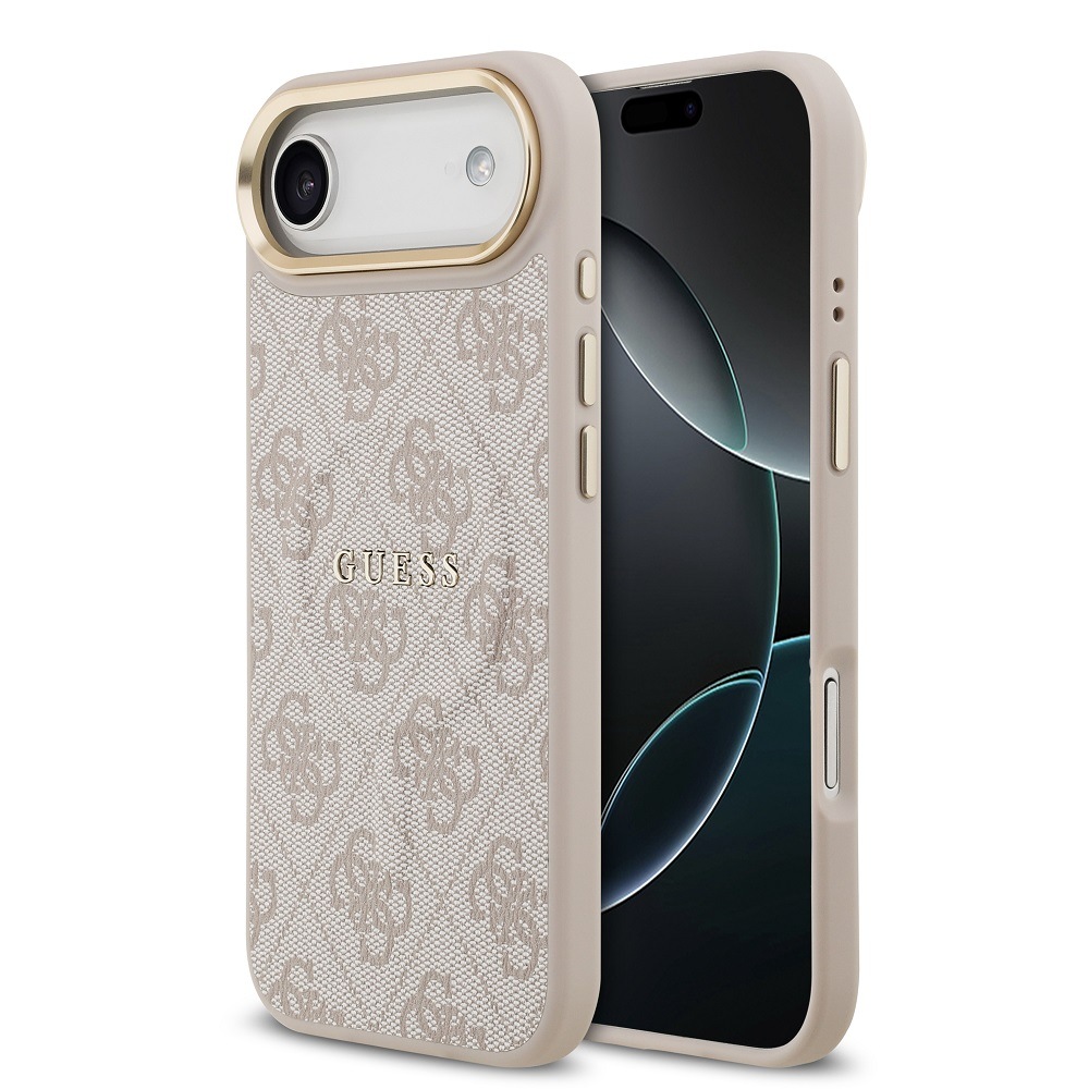 Kryt na mobil Guess PU Leather 4G Gold Frame MagSafe na Apple iPhone Air ružový