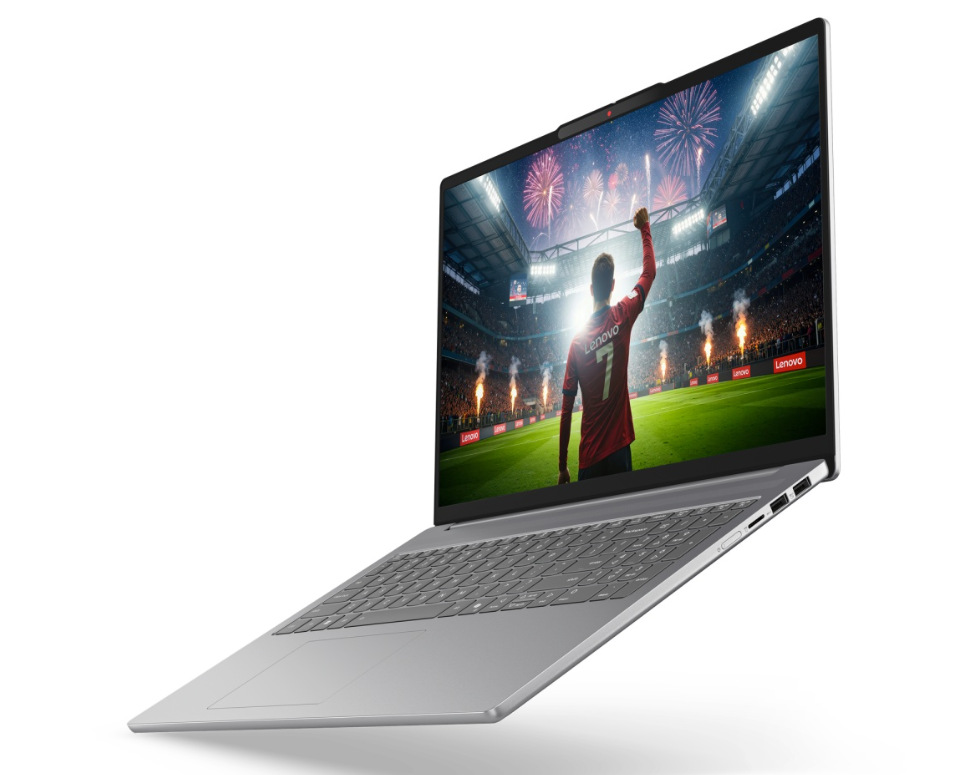 Notebook Lenovo IdeaPad Pro 5 16IPH11 sivý Otvorený a zapnutý notebook Lenovo IdeaPad Pro 5 16IPH11 otočený doľava