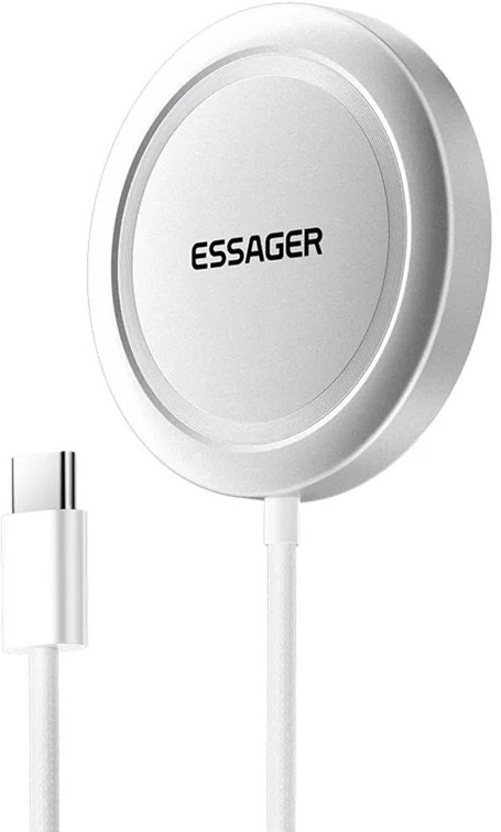 Magnetická bezdrôtová nabíjačka Essager Qi2 15W v bielej farbe