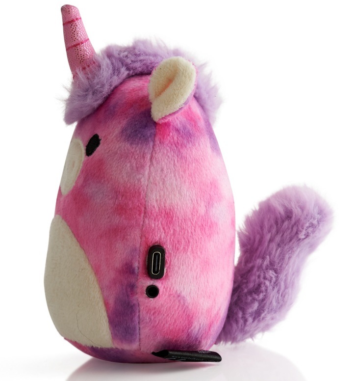 Prenosný reproduktor Lazerbuilt Squishmallows Lola z bočnej strany s viditeľnými výstupmi