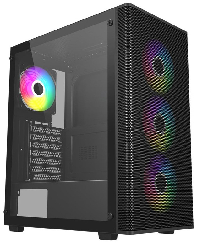 Počítačová skriňa FSP M220-BA s RGB podsvietením, čierna farba