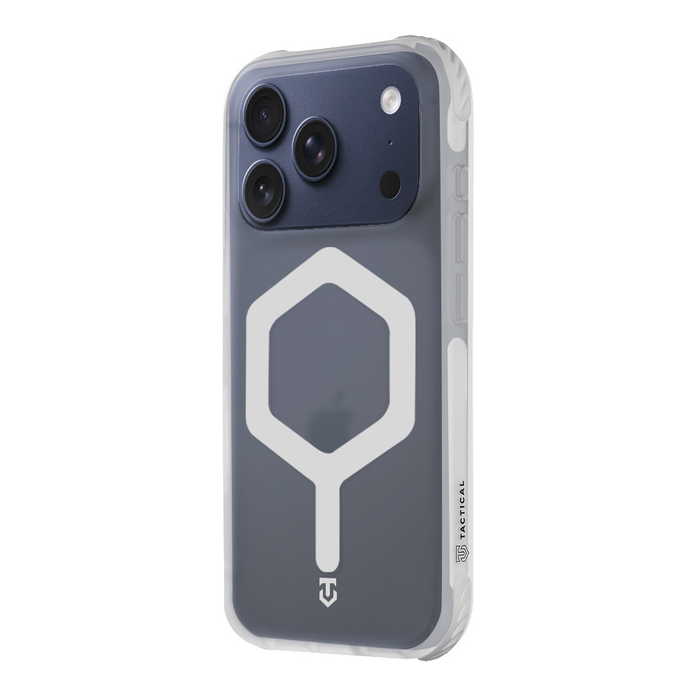 Kryt na mobil Tactical MagForce Hexagon na Apple iPhone 17 Pro - biely/priehľadný