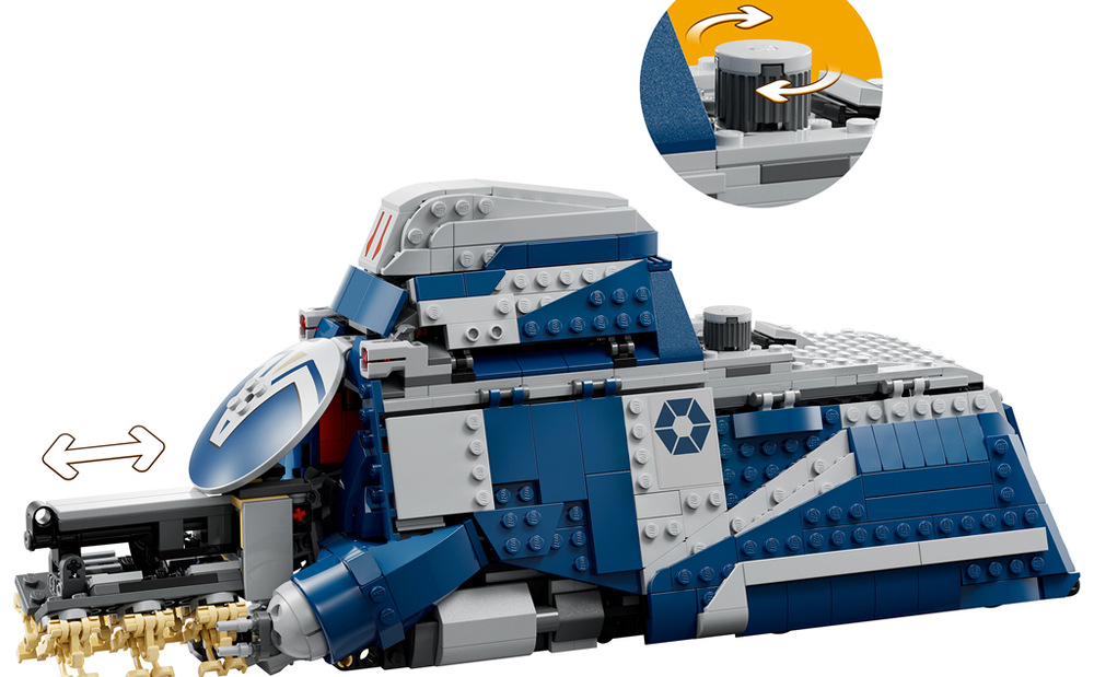 Stavebnica LEGO® Star Wars™ 75435 MTT™ Separatistů z bitvy o Felucii Veľká zostava figúrok umožní deťom rozohrávať rozsiahle bitky medzi Republikou a Separatistami.