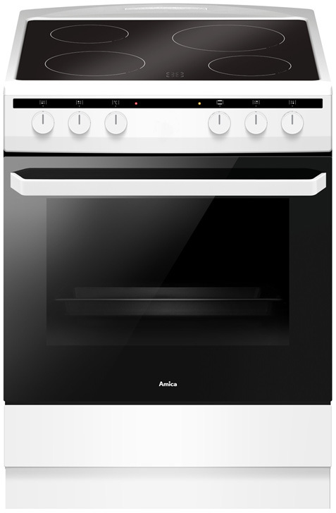 Sporák E60 Amica SS 6110 RW, sklokeramika