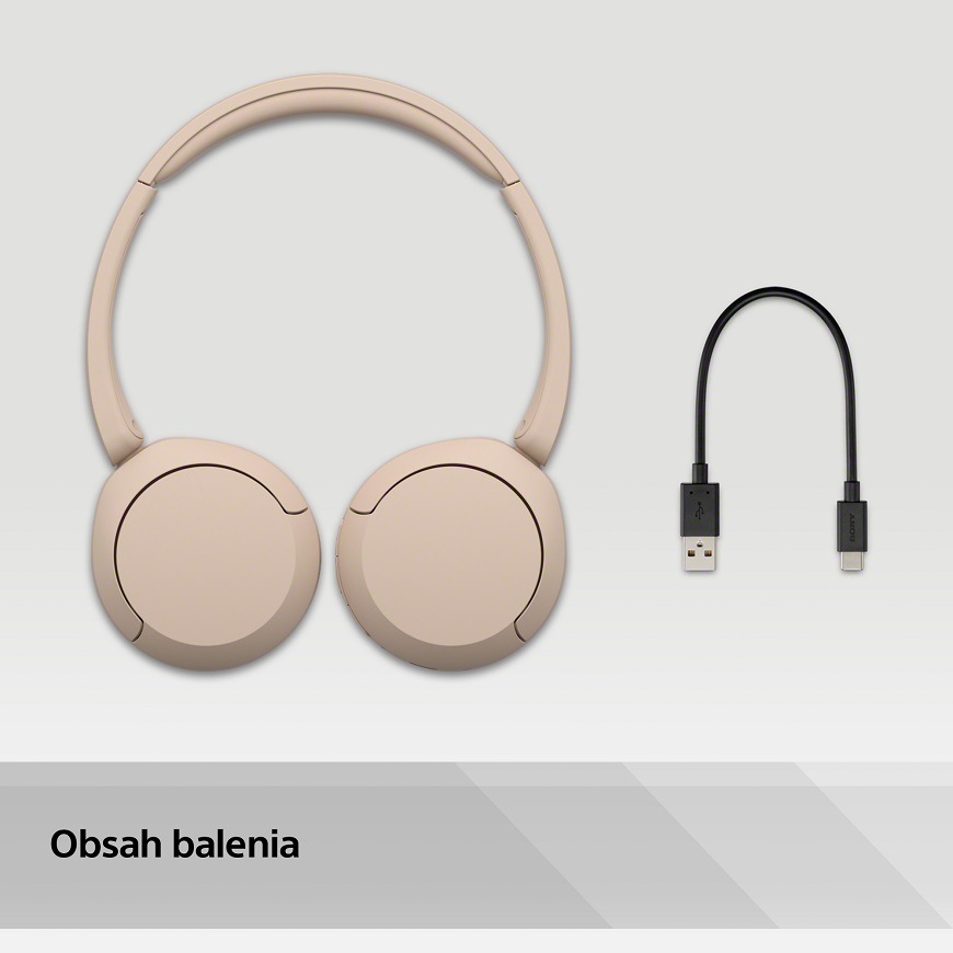 Slúchadlá Sony WH-CH520 béžová Slúchadlá Sony WH-CH520, béžová, obsah balenia