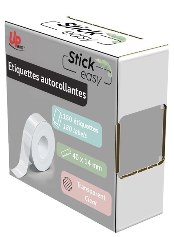 Etikety UPrint 14mmx40mm, 180 etikiet, pre tlačiarne etikiet UPrint UP21 priehľadná