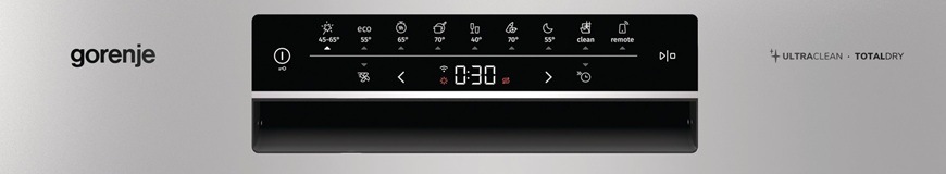 Detail na predný ovládací panel umývačky Gorenje EWW2117366