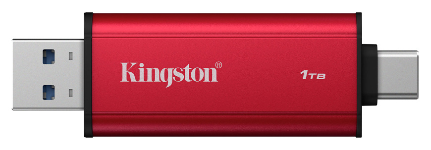 SSD externý Kingston Dual Portable 1TB, USB-A/C, USB 3.2 Gen 2 čierny/červený