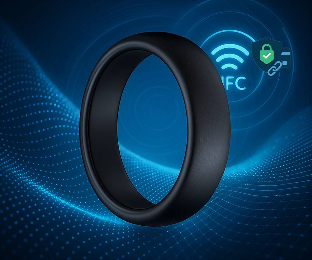 Platobný prsteň Carneo Pay Ring velikost 9 (19,10 mm) čierny Carneo Pay Ring nemusíte nabíjať