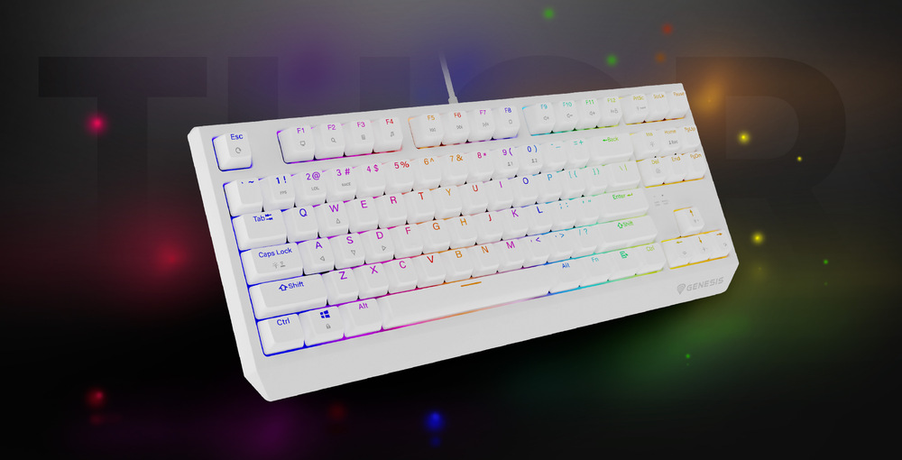 Klávesnica Genesis THOR 230, TKL, RGB, Outemu Brown, US layout biela Genesis THOR 230 TKL RGB Outemu Brown US (NKG-2080)