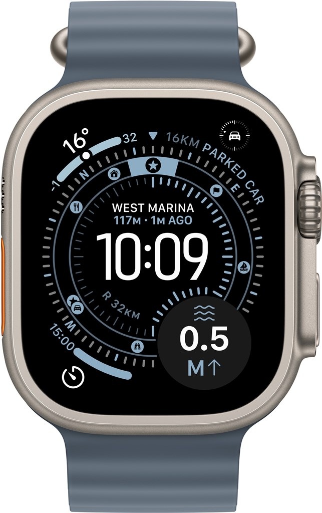 Inteligentné hodinky Apple Watch Ultra 3 GPS + Cellular 49mm prírodný titán - oceľovo modrý oceánsky remienok