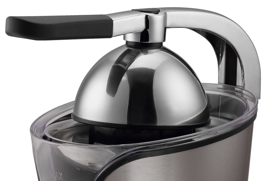 Detailný záber na vrchnú časť lisu na citrusy Gorenje CJ100HE v nerezovom prevedení.