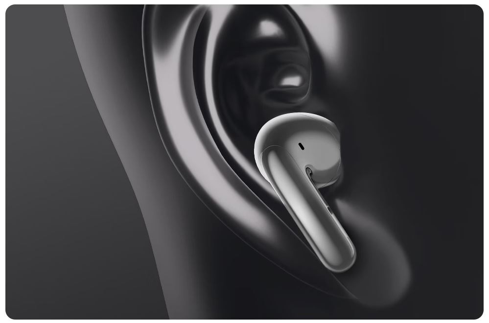 Slúchadlá HONOR Choice Earbuds S8 sivá Detail ucha a slúchadlá HONOR Choice Earbuds S8