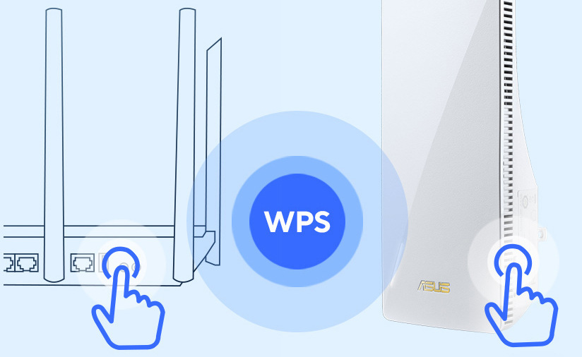 Wi-Fi extender Asus RP-BE58 WiFi 7 Range Extender, AiMesh biely Užívateľ zvládne nastavenie v priebehu pár minút cez mobilnú aplikáciu alebo pomocou tlačidla WPS.