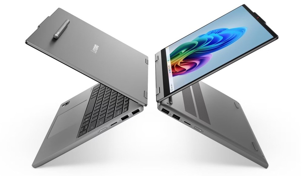 Dva otvorené notebooky Lenovo IdeaPad 5 2-in-1 14Q8Y11 pri sebe
